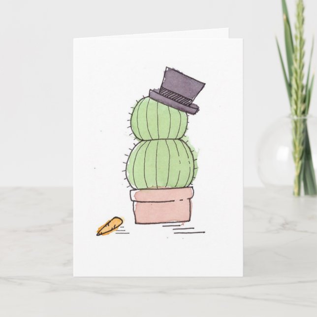 Watercolor Cactus Snowman Card (Front)
