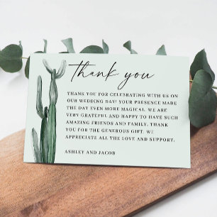 Watercolor Cactus Southwestern Botanical Wedding Thank You Card