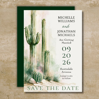 Watercolor Cactus Southwestern Desert Wedding  Save The Date