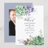Watercolor Cactus Succulent Plants Wedding Photo