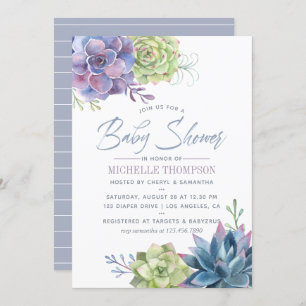 Watercolor Cactus Succulents Baby Shower Invite