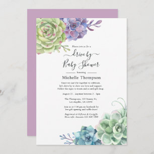 Watercolor Cactus Succulents Drive By Shower Invitation
