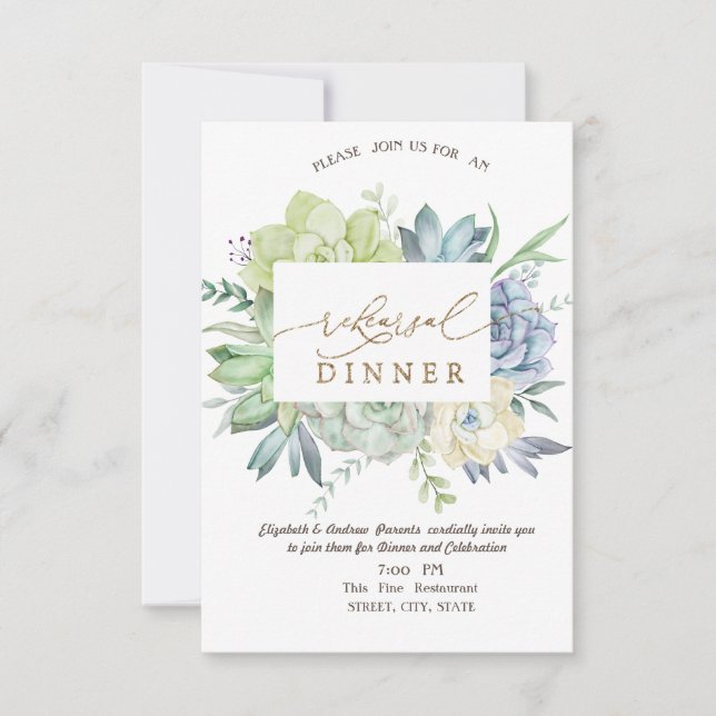 Watercolor Cactus Succulents Polka Dots  Invitation (Front)