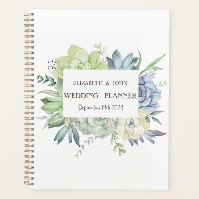 Watercolor Cactus Succulents Polka Dots Planner (Front)