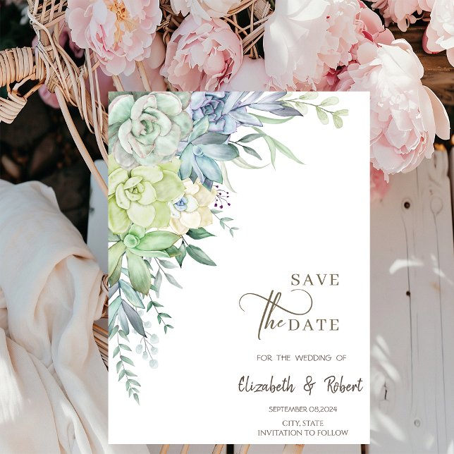 Watercolor Cactus Succulents Save The Date (Creator Uploaded)