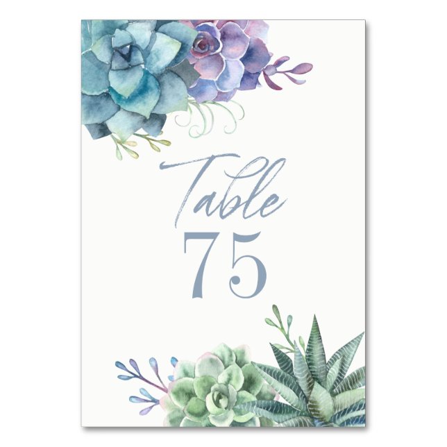 Watercolor Cactus Succulents Table Number (Front)