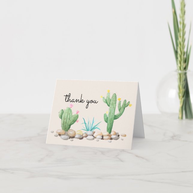 Watercolor Cactus Thank You Card (Front)