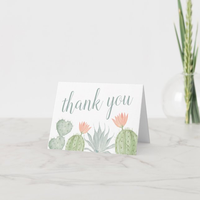 Watercolor Cactus Thank You Card (Front)