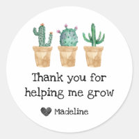 Watercolor Cactus Thank You For Helping Me Grow