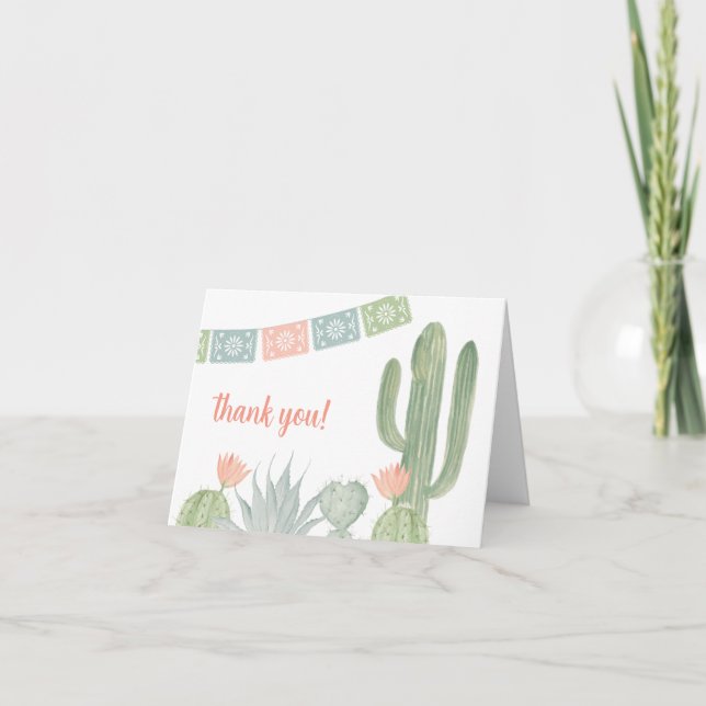 Watercolor Cactus Thank You Note Cards (Front)