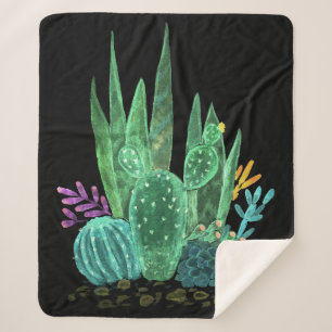Watercolor, cactus throw pillow