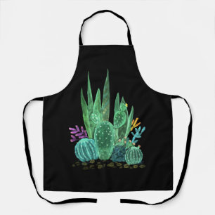 Watercolor, cactus throw pillow apron