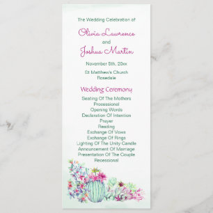Watercolor Cactus Wedding Programs