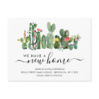 Watercolor Cactus We've Moved New Home Cute Moving