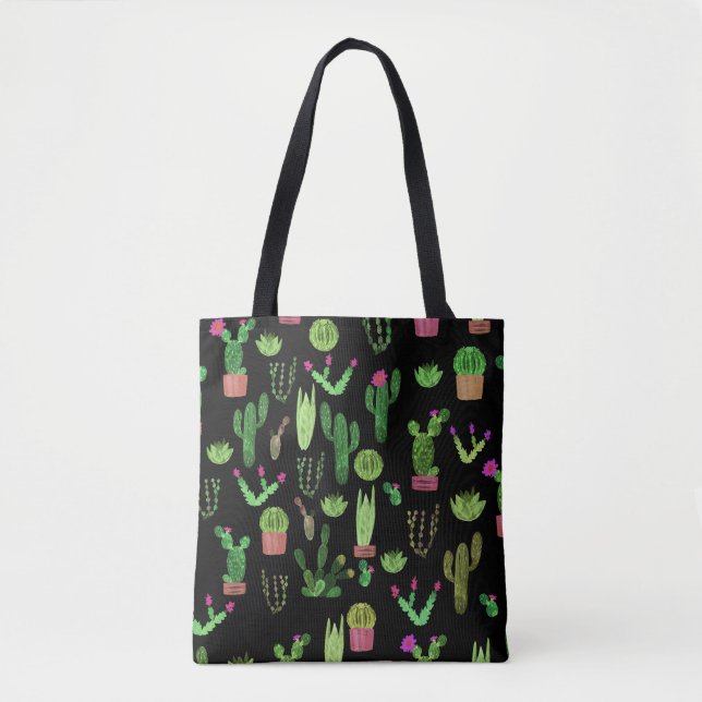 Watercolor Cactuses Plant Seamless Background Tote Bag (Front)