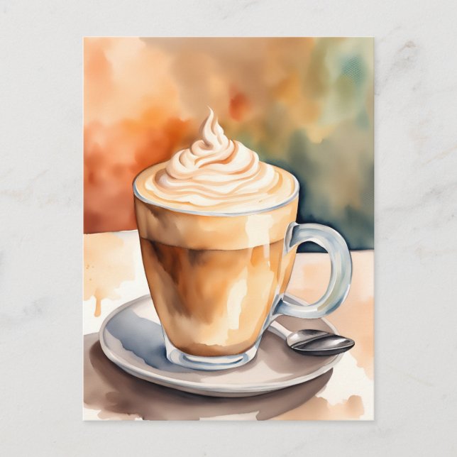 Watercolor, Caffe Latte, Postcrossing Postcard (Front)