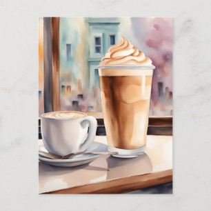 Watercolor, Caffe Latte, Postcrossing Postcard