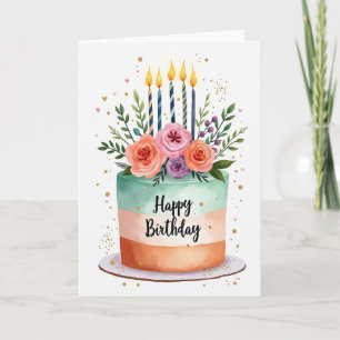 Watercolor Cake Art Card