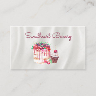 Watercolor Cake Cupcake Bakery Shop Business Card