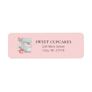 Watercolor Cake Mixer bakery return address Label