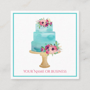 Watercolor Cake Shop Professional Bakery Square Business Card