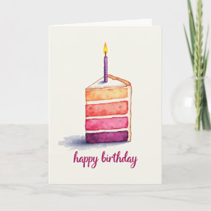 Watercolor Cake Slice Card