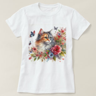 Watercolor Calico Cat Ladies  T-Shirt