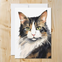 Watercolor Calico Cat Portrait