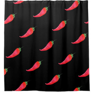 Watercolor Caliente Red Peppers Shower Curtain