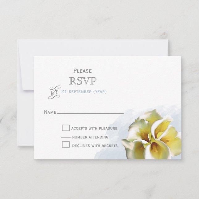watercolor calla lilies Floral wedding RSVP Card (Front)