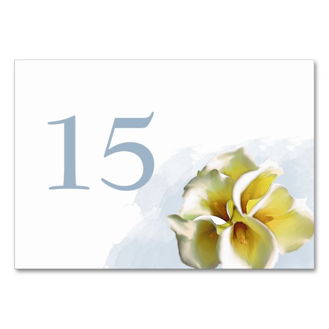 watercolor calla lilies Wedding table numbers (Front)