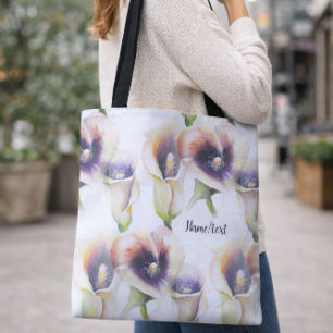 Watercolor Calla Lily Floral Elegant Pattern Tote Bag