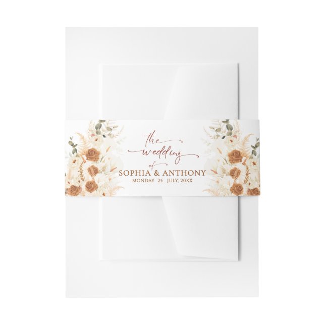 Watercolor Calla Lily & Rose Wedding Invitation Belly Band (Front Example)