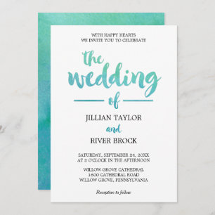Watercolor Calligraphy Destination Beach Wedding Invitation