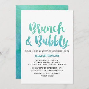 Watercolor Calligraphy Destination Brunch & Bubbly Invitation