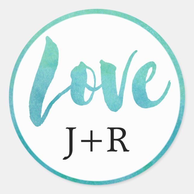 Watercolor Calligraphy Love Wedding Envelope Seals (Front)