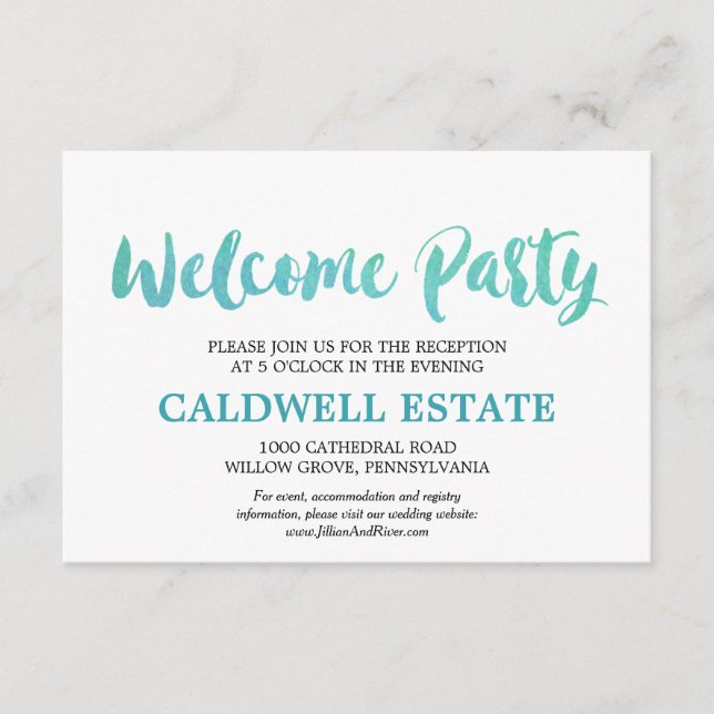 Watercolor Calligraphy Welcome Party Insert (Front)