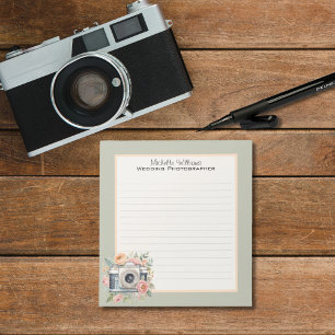 Watercolor Camera And Flowers Lined Notepad