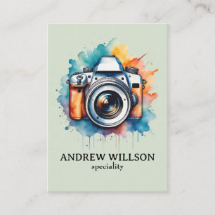 watercolor camera photographer business card