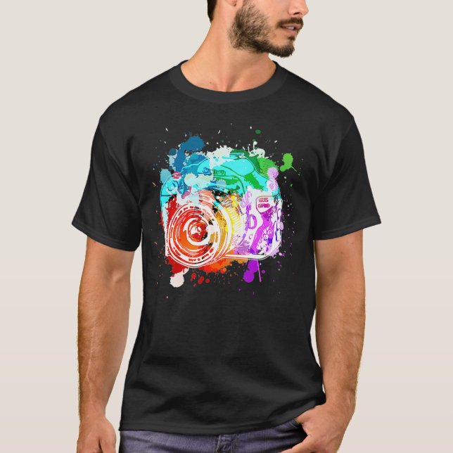 Watercolor Camera Photographer Photography T-Shirt (Front)
