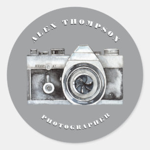 Watercolor Camera Photography Lense Custom Classic Round Sticker