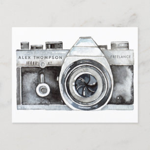 Watercolor Camera Professional Photographer Busine Postcard