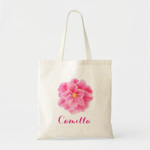 Watercolor camillia pink Spring name bag