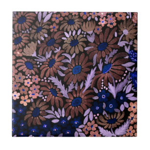 Watercolor camomille meadow flowers floral field d ceramic tile
