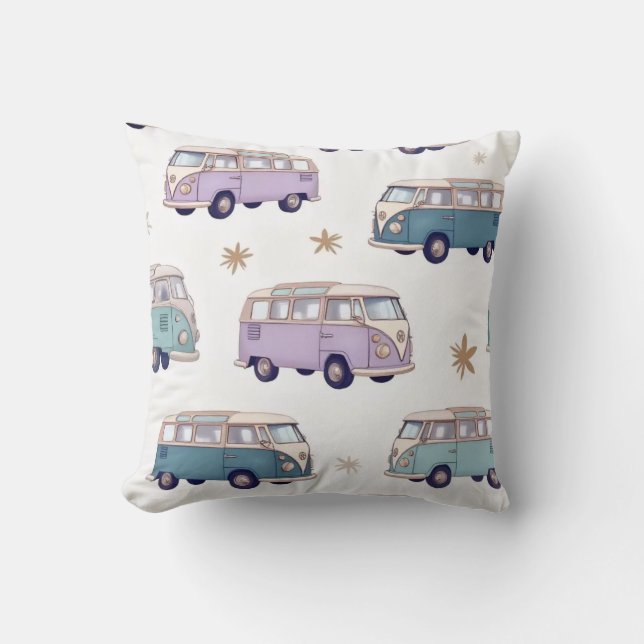 Watercolor camper van design cushion (Front)