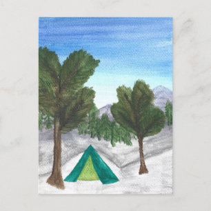 Watercolor Camping Post Card   Nature   Tent 