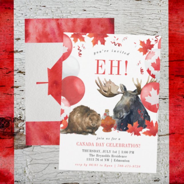 Watercolor Canada Day BBQ Summer Party Invitation (Creator Uploaded)