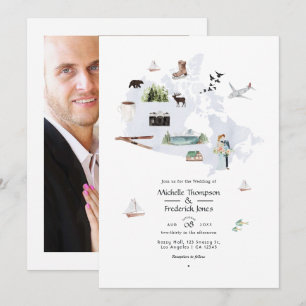 Watercolor Canada Destination Wedding Invitation