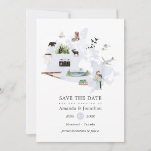 Watercolor Canada Destination Wedding Save The Date