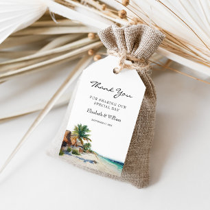 Watercolor Cancun Mexico Beach Destination Favour Gift Tags